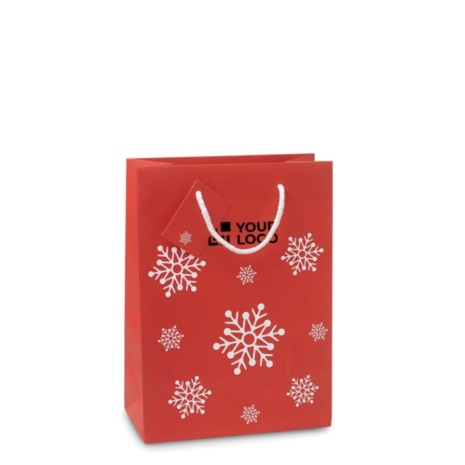 Medium red gift bag with a white snowflake motif