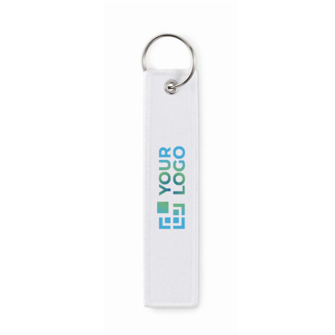 Rectangular keyring made of polyester fabric in various colours