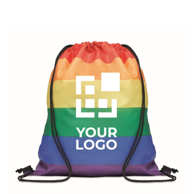 Drawstring bag, RPET, eye-catching rainbow colours