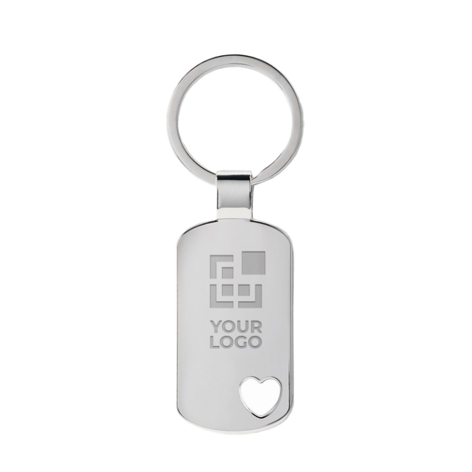 Metal keyring with heart detail corner