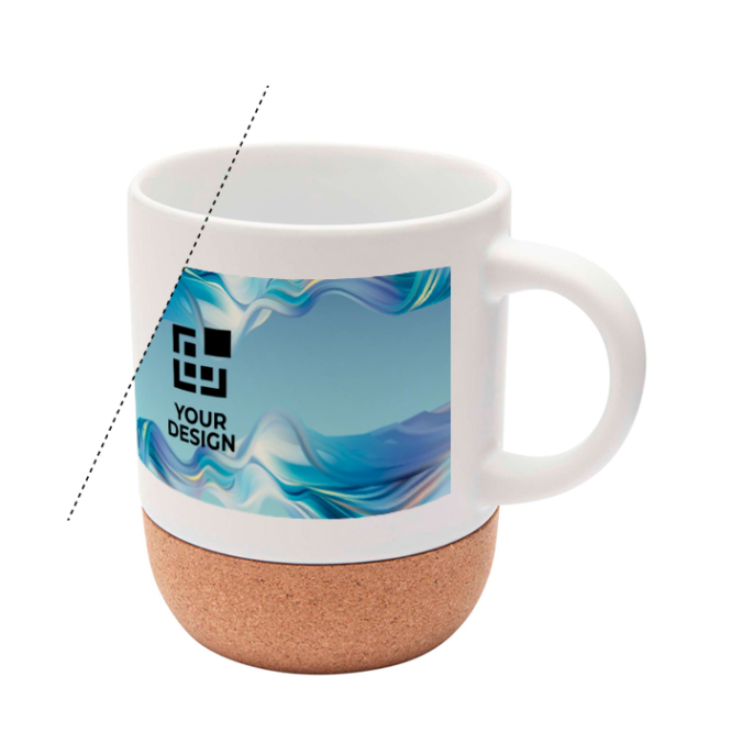 Sublimation ceramic mug with cork base, 300 ml