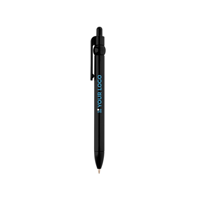 Recycled plastic pen with ball tip and clip, black ink