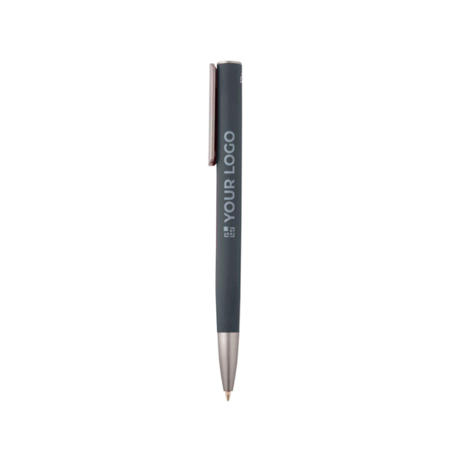 Recycled aluminium pen with silver clip, blue ink