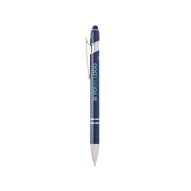 Recycled aluminium pen with stylus tip, blue ink