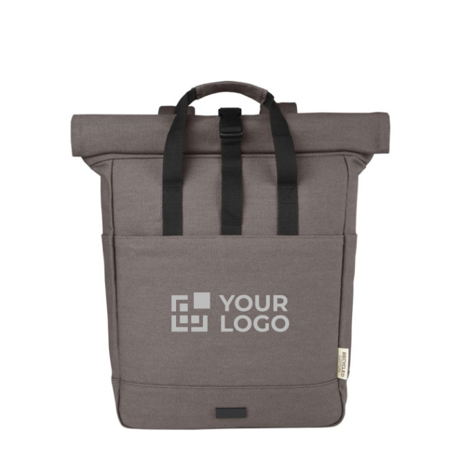 Recycled cotton laptop backpack with roll-top, 15''