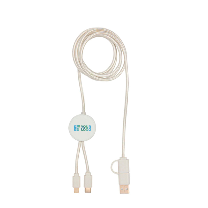 Recycled plastic data sync cable, 27W, 5-in-1