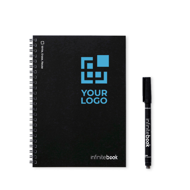 Reusable notebook with flexible cover and marker, A5, lined pages