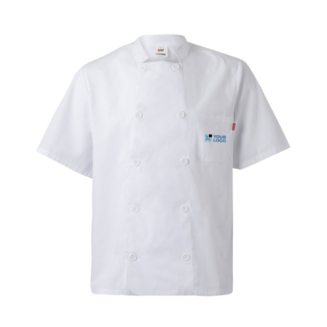 Short-sleeved chef's jacket, polyester and cotton, 110 g/m2, 