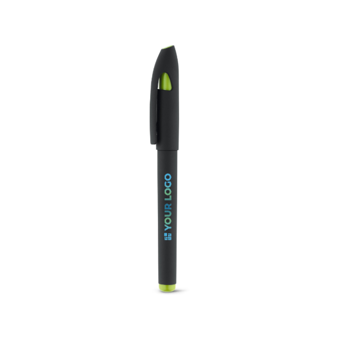 Ballpoint pen with black gel ink and rubberised surface