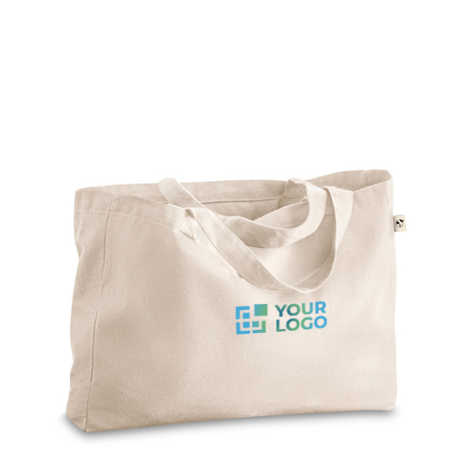 Recycled cotton tote bag with handle, 280 g/m2