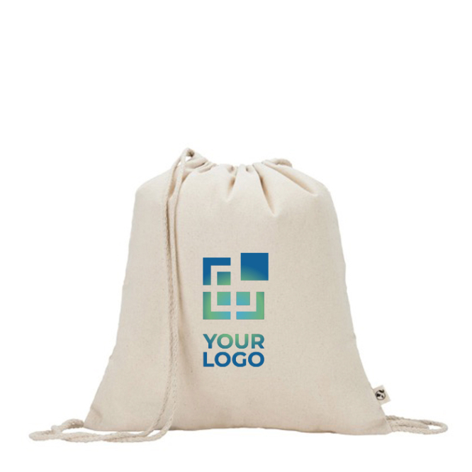 Natural recycled cotton drawstring backpack, 180 g/m2