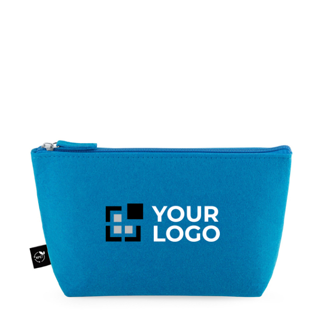 Spacious recycled felt toiletry bag with zip closure