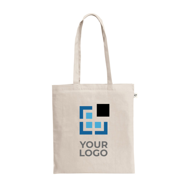 Natural recycled cotton-polyester shopping bag with handles, 150 g/m2