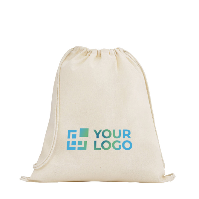 Natural drawstring backpack made entirely of cotton, 140 g/m2