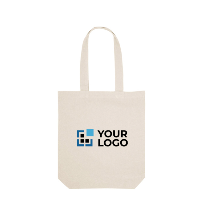 Natural cotton shopping bag with long handles, 220 g/m2