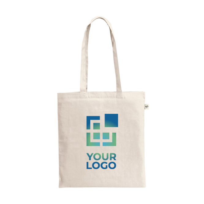 Organic cotton shopping bag with long handles, 180 g/m2