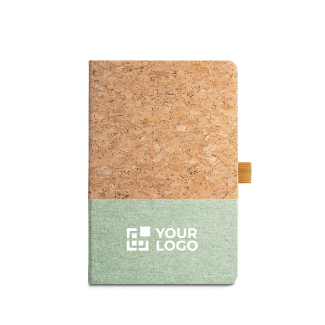 Sustainable lined A5 notebook with cork