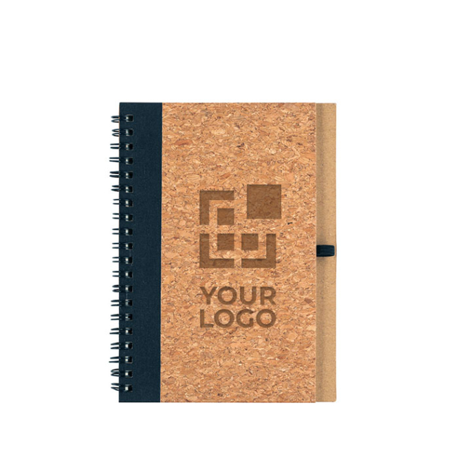 Cork and RPET hard cover notebook with pen, B6, plain pages