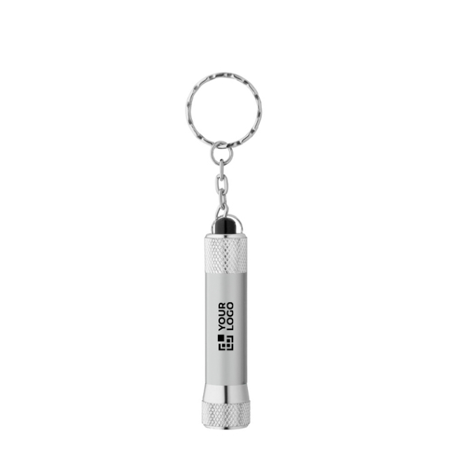 Partially recycled aluminium keyring with 3-mode LED torch