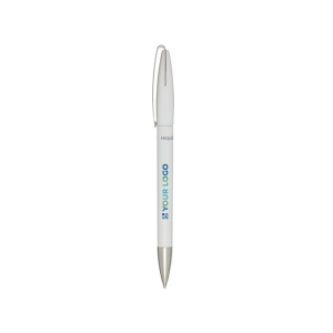 Pen with recycled plastic body and clip, blue ink