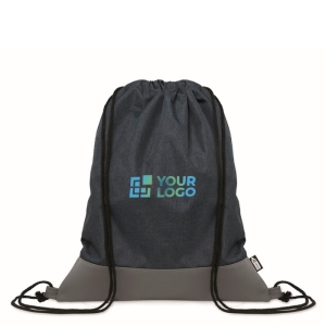 RPET drawstring backpack with leather detail at the base