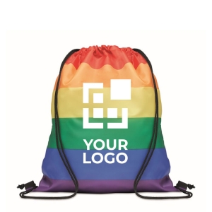 Drawstring bag, RPET, eye-catching rainbow colours