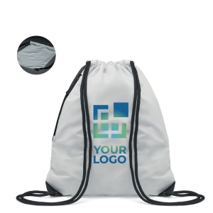 Reflective drawstring bag with thick ropes and zipper pocket