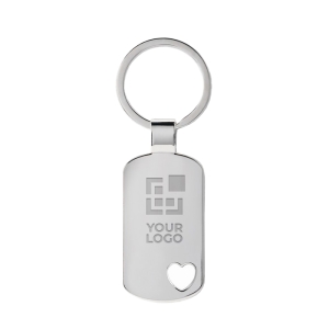 Metal keyring with heart detail corner