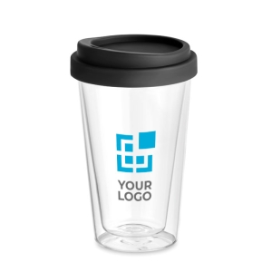 Takeaway cup made of borosilicate with silicone lid, 350 ml