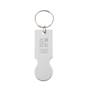 One-piece recycled aluminium keyring with trolley coin
