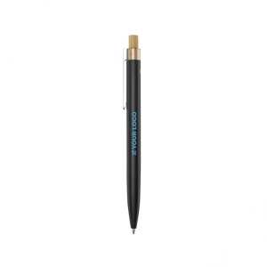 Aluminium and bamboo pen with transparent detail, blue ink