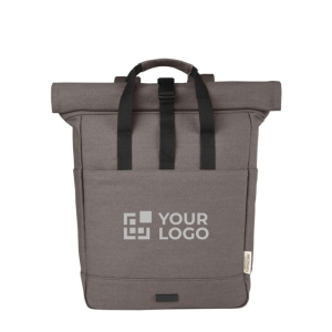 Recycled cotton laptop backpack with roll-top, 15''