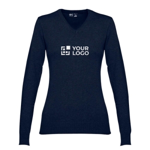 Women's V-neck cotton sweater, 220 g/m2, THC Milan