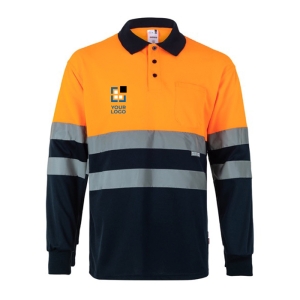 High-visibility long-sleeve work polo – 160 g/m2 