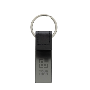 Elegant promotional keyrings in recycled black leather