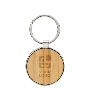 Round bamboo and recycled zinc alloy keyring