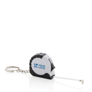 Recycled plastic and steel keyring with 1 m tape measure