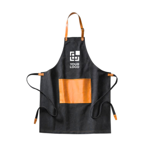 Branded apron with vegan leather pocket, 500 g/m²
