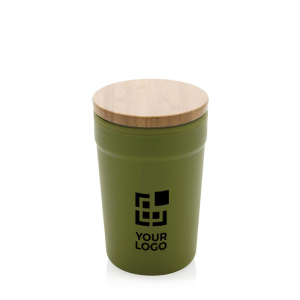 Recycled plastic thermal cup with bamboo lid, 300 ml