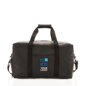 Elegant synthetic leather travel bag with adjustable strap
