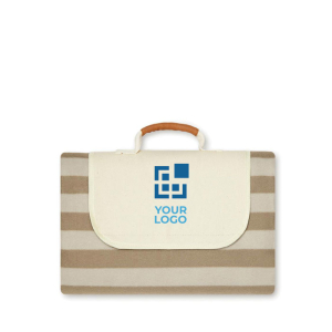 Large striped picnic blanket in fleece, 150 × 200 cm