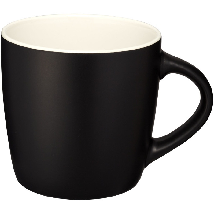 Black ceramic mug with coloured interior, 340 ml
