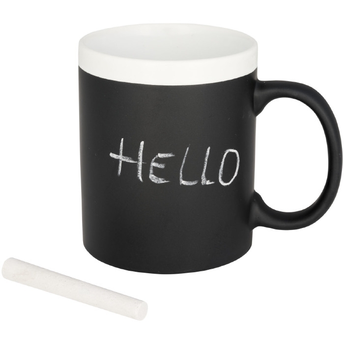 Ceramic chalkboard mug with chalk, 330 ml