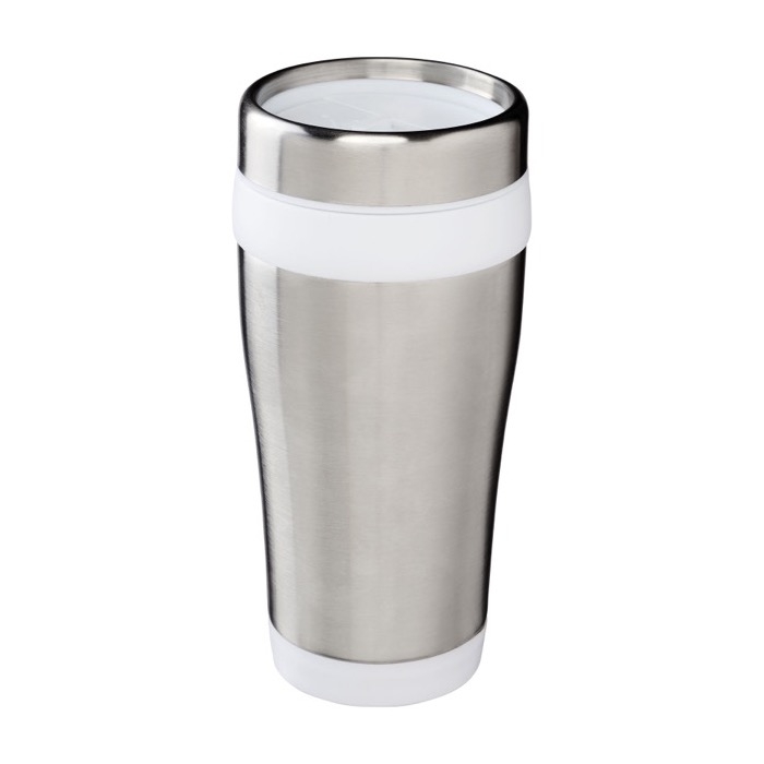 Recycled stainless steel thermal mug with swivel lid, 410 ml
