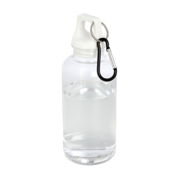 Transparent recycled plastic bottle with carabiner, 400 ml