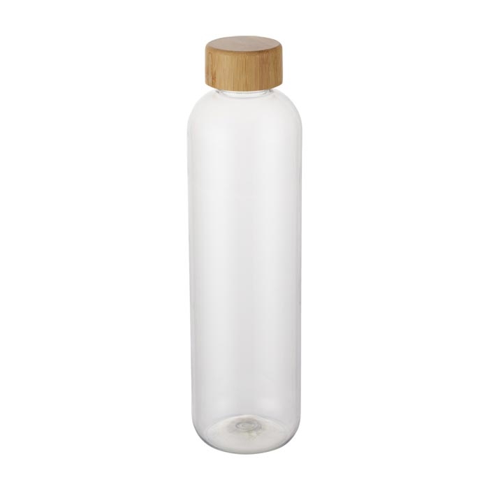 Transparent recycled plastic bottle with bamboo lid, 1 L