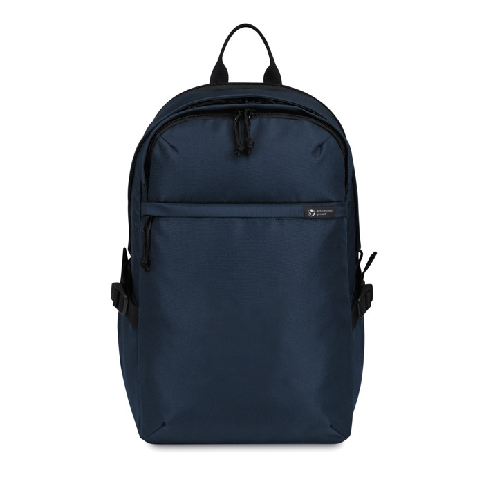 Recycled rPET laptop backpack, pockets, padded handle, 15"
