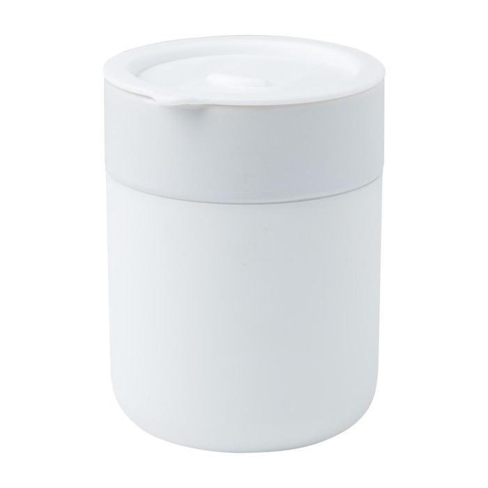 Ceramic mug with silicone wrap and plastic lid, 330 ml