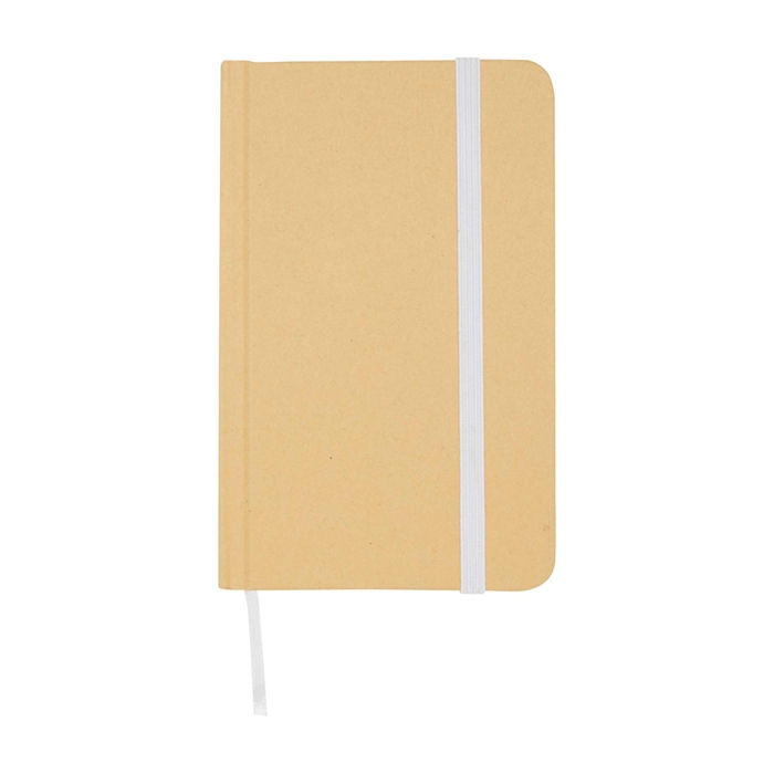 Hardcover recycled paper notebook with ribbon, A6, plain pages