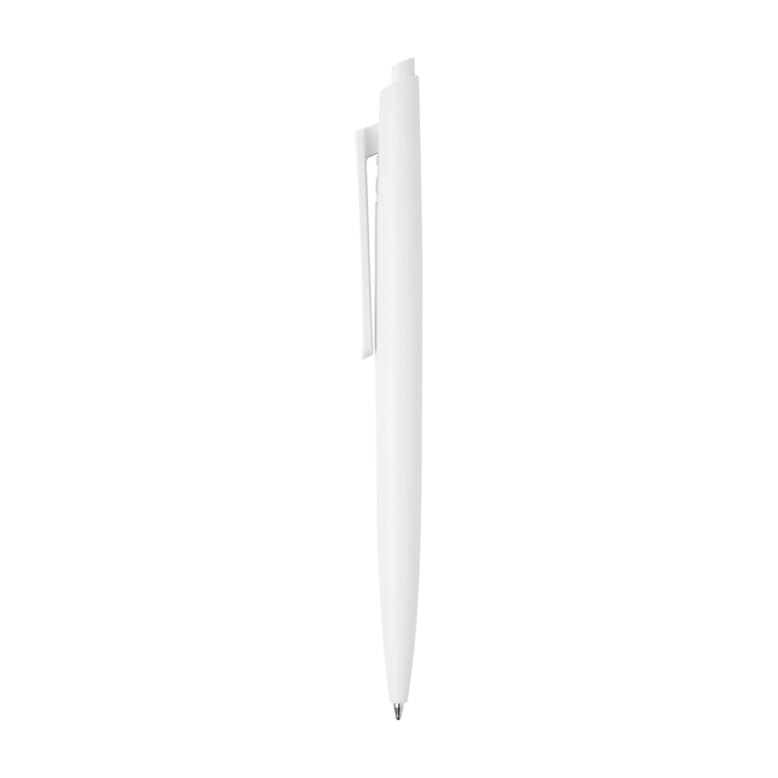 Recycled plastic pen, minimalist design, black ink